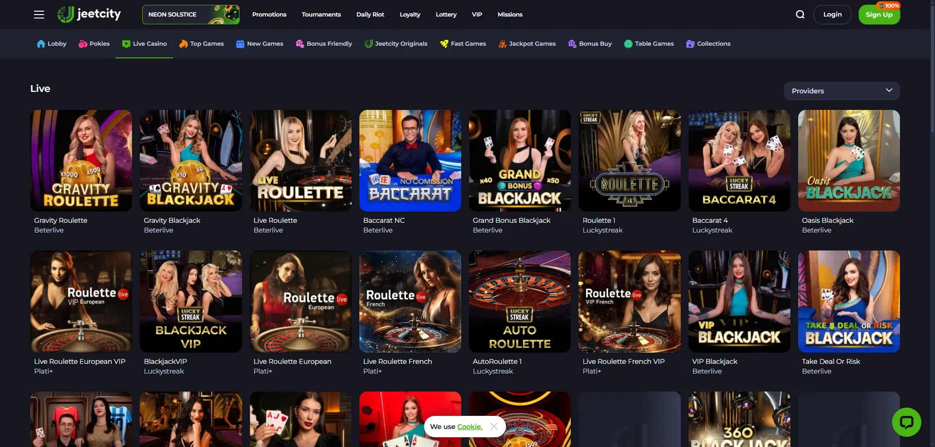 JeetCity live dealer casino &mdash; roulette, blackjack, and baccarat tables